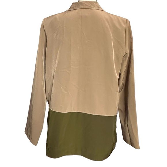 Darian Blouse 8 Beige Green Button Down - Picture 5 of 7